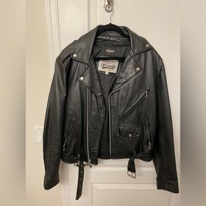 Black Leather Jacket, Silver Hardware (L-42)